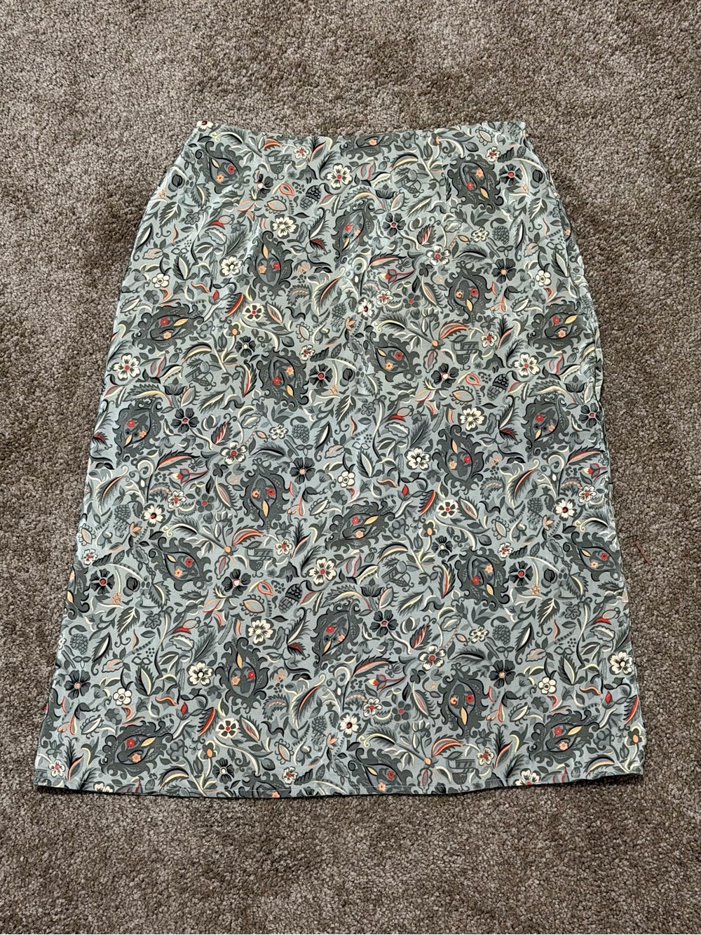 Charter Club Floral Paisley Pencil Skirt in Sage Green with Coral Accents